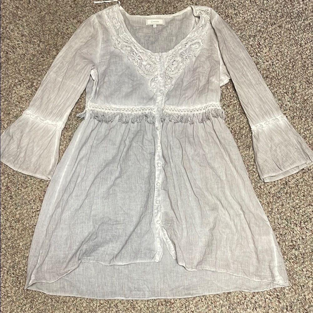 Cream boho style “Melvina” tunic top with embroidery